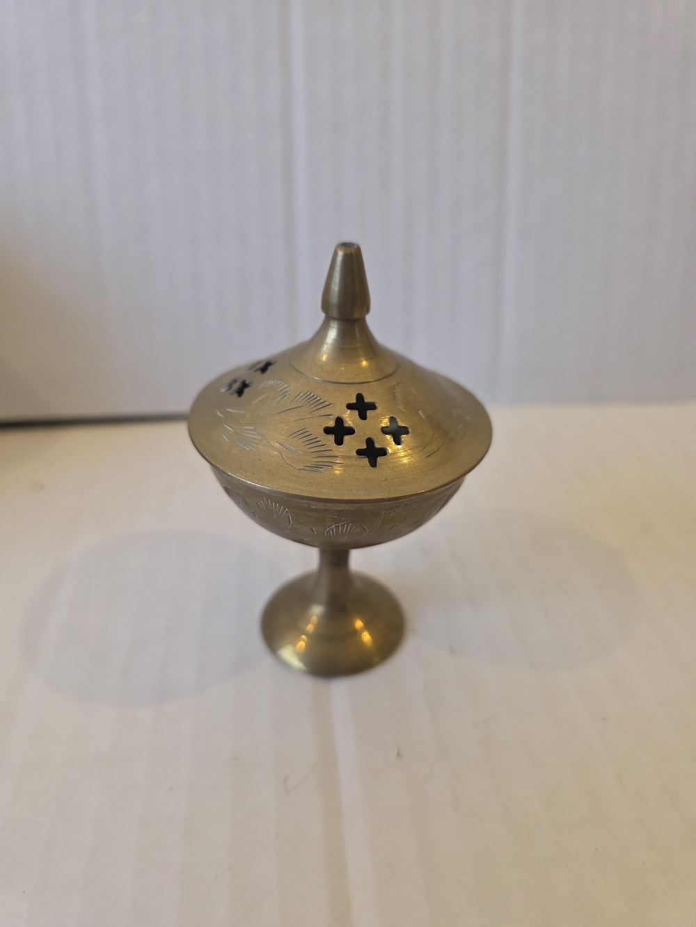 Brass Decorative Pedestal Incense Burner - Gold